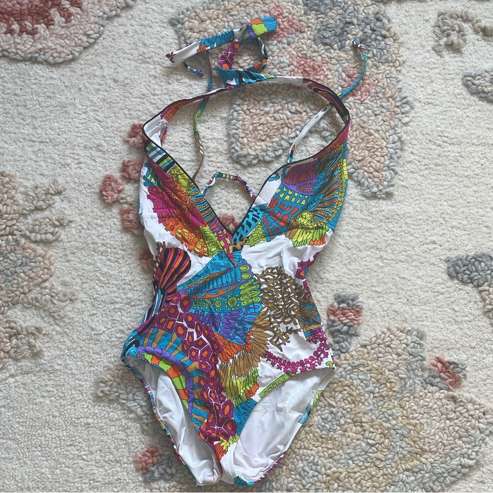 Colorful Halter One-Piece Swimsuit